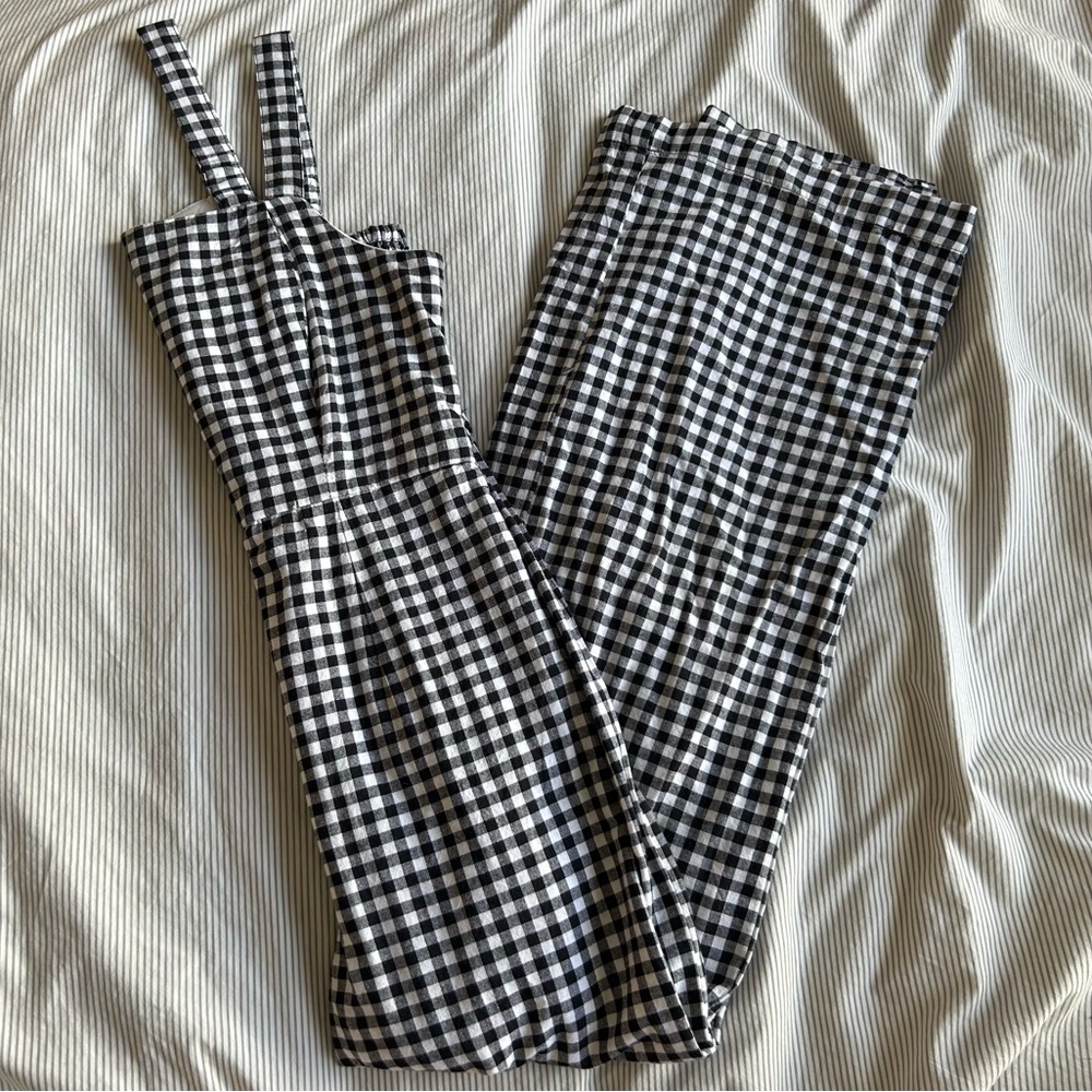 Japna Black and White Gingham Jumpsuit
